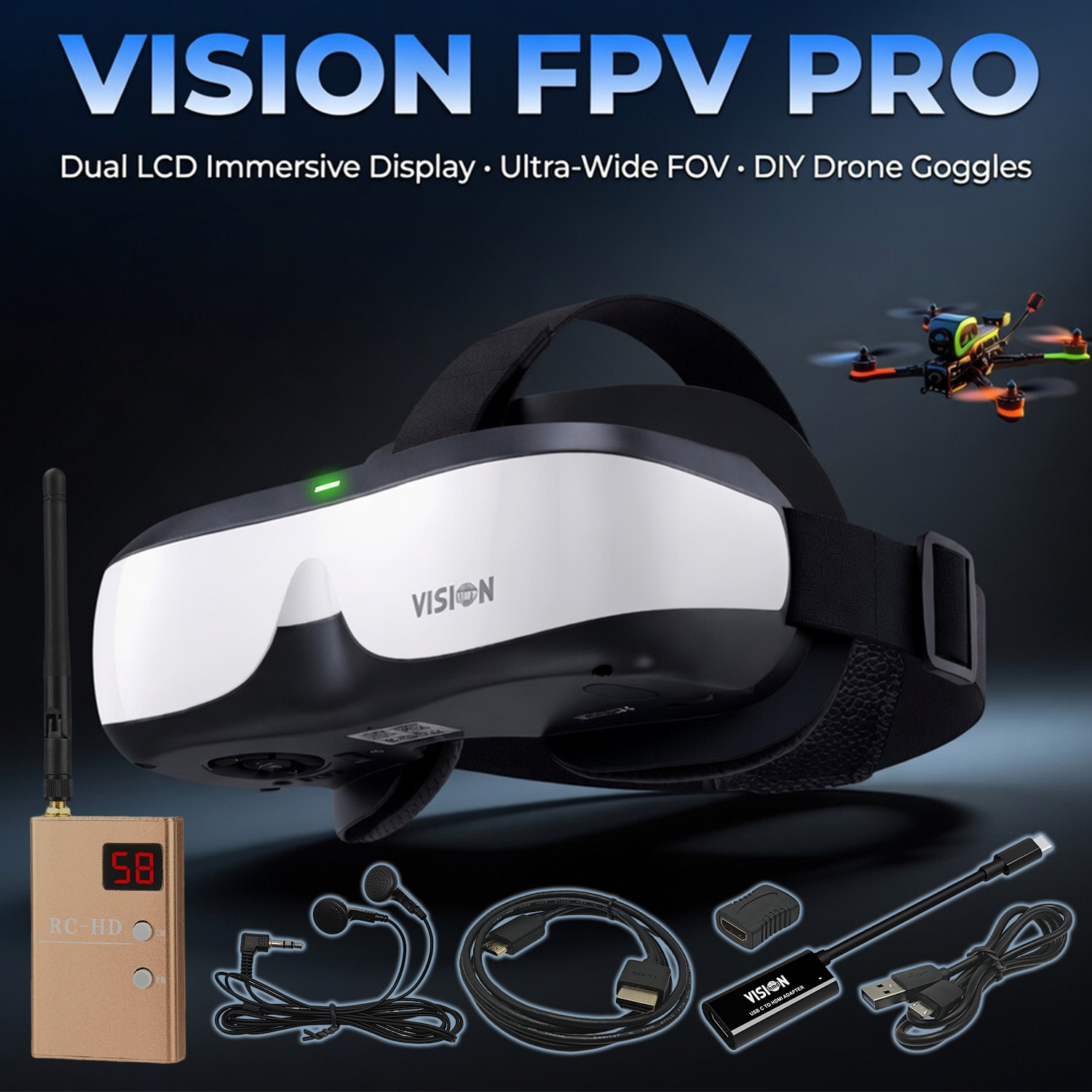 FPV-Brille, Kopfmontiertes Dis – Skyzone Sky04O Pro Fpv Goggles Bewertung und Preis